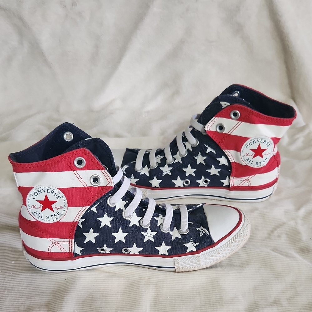 Converse Red and White High-Top Sneakers with Star Logo